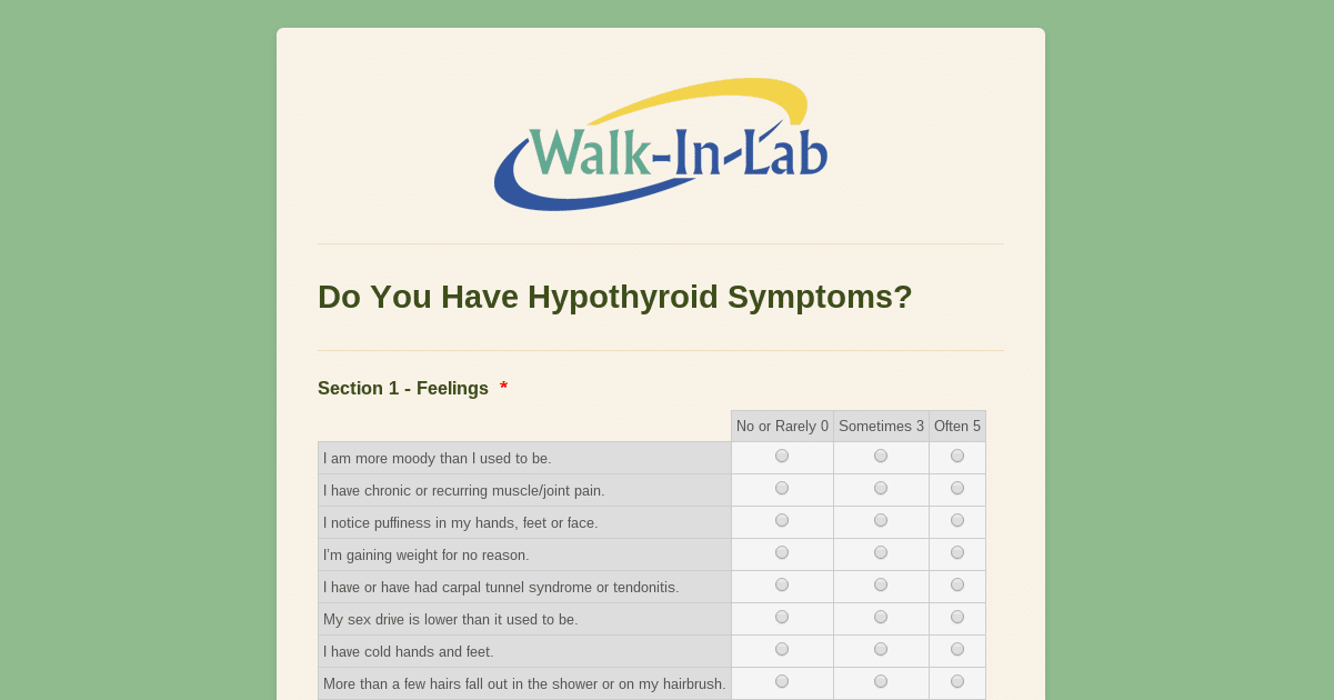 Hypothyroid Symptom Assessment