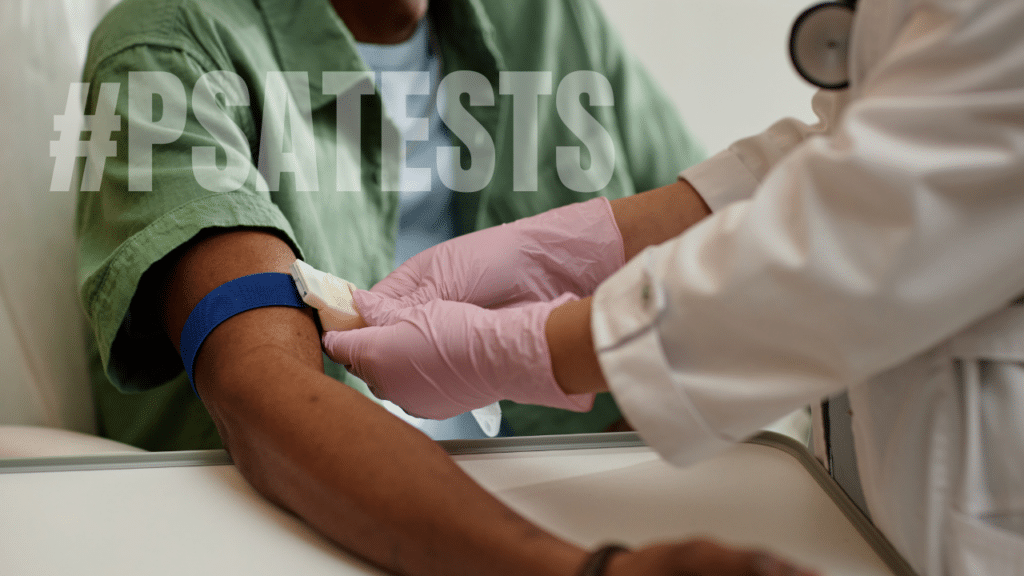 Image representing a man getting a PSA blood test and finding out what his levels are.