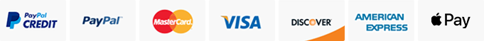 Payment Methods: Paypal, Paypal Credit, Mastercard, Visa, Discover, American Express