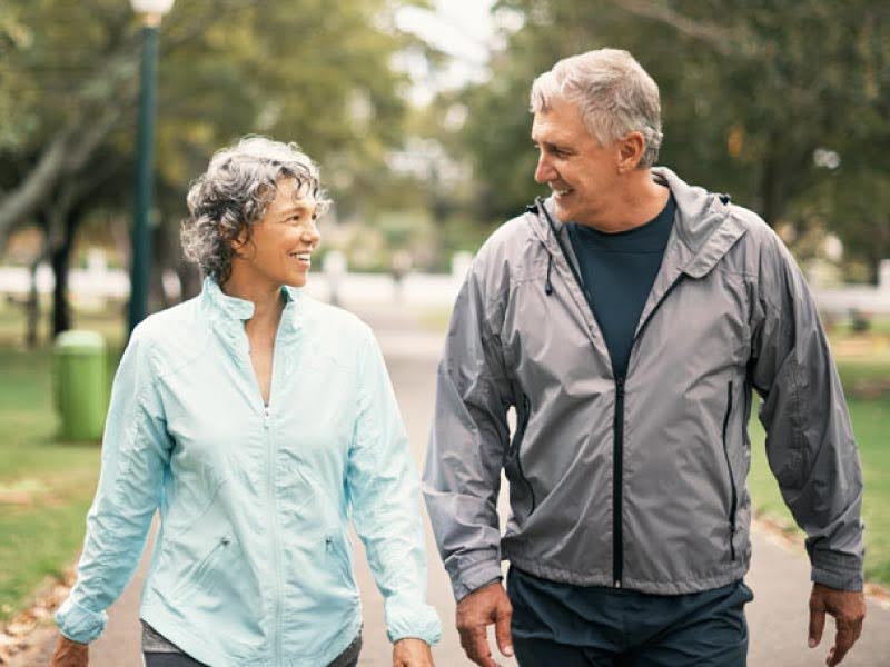 older couple walking together