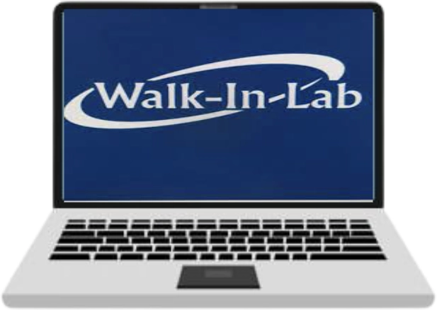 walk-in lab logo on a laptop